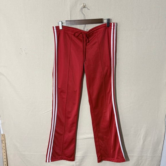 Timing Pants - Timing Red Track Pants White Side Stripe Vintage Y2K Low Rise Sportswear Med M
